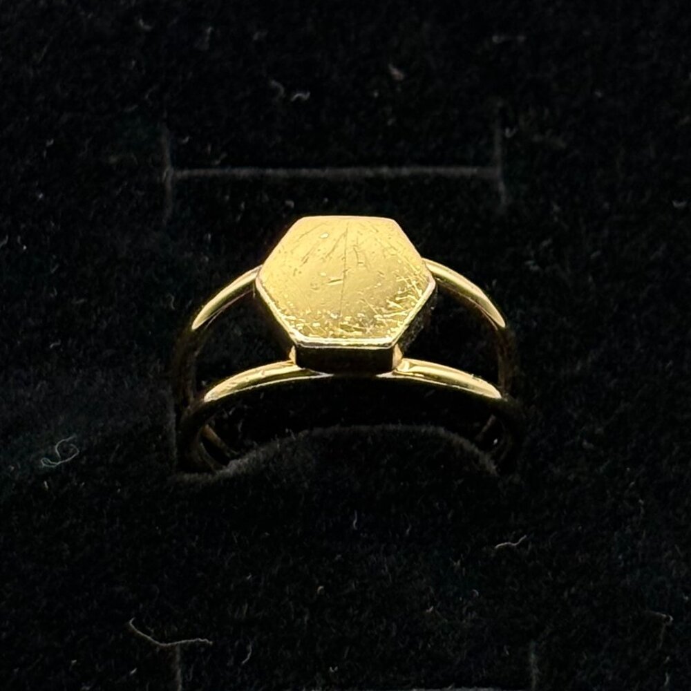 14K Yellow Gold-Plated Silver Hexagon Ring - size 7